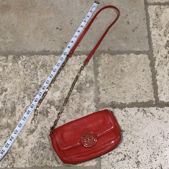Tory Burch Cross Body Bag pebbled leather Red Smaller 9in. X 5in. approx. - Picture 15 of 15